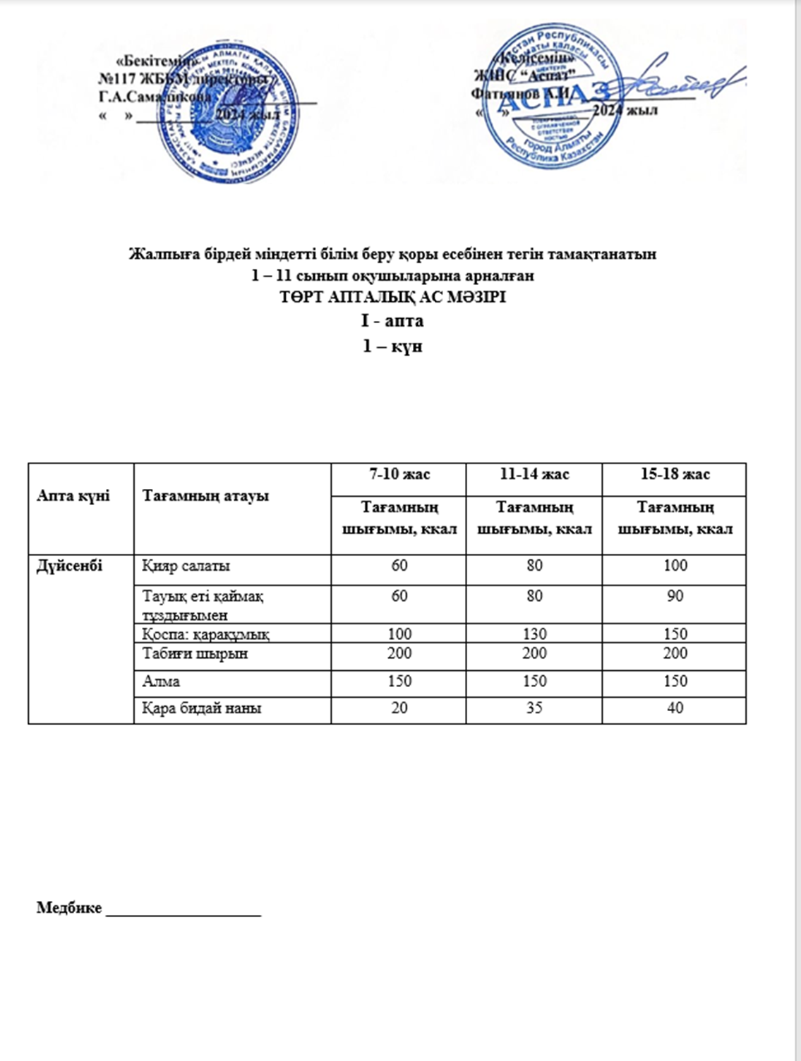 1-ші апта 1-ші күн