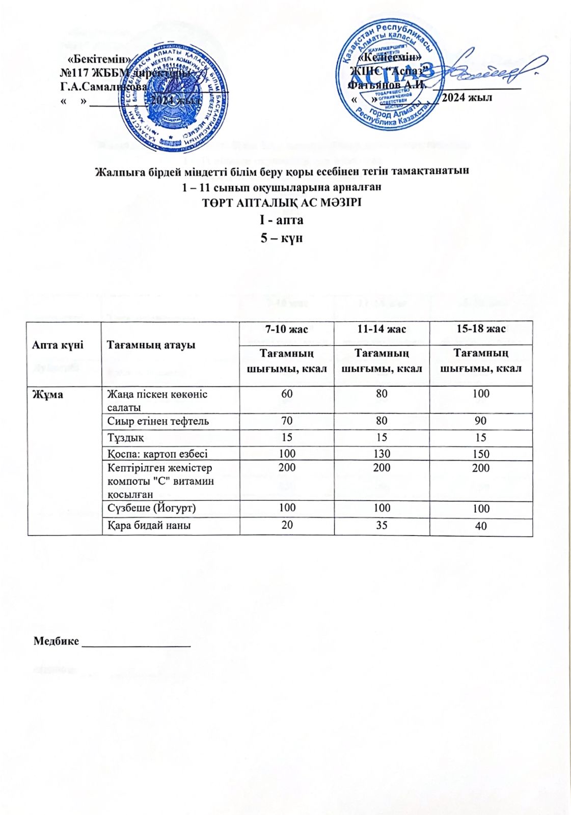 1-ші апта 5-ші күн