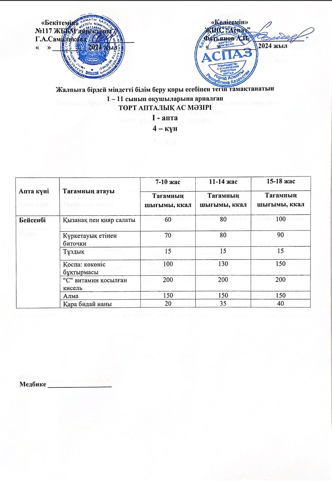 1-ші апта 4-ші күн