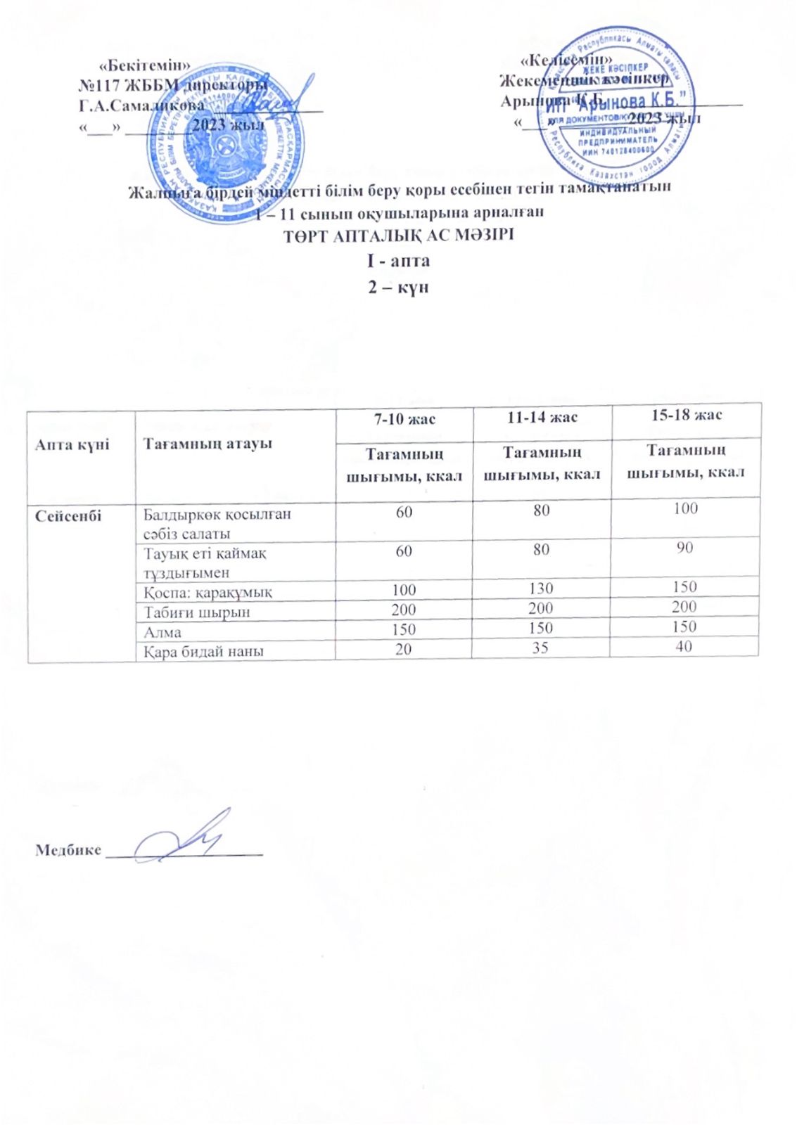 1 апта 2-ші күн