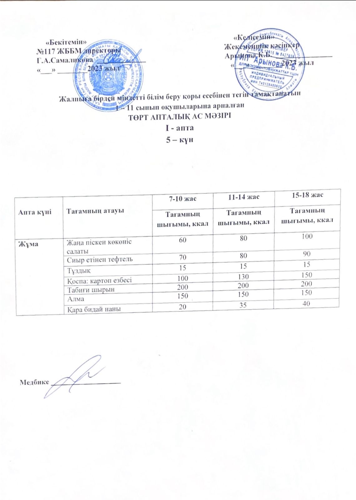 1 апта 5-ші күн