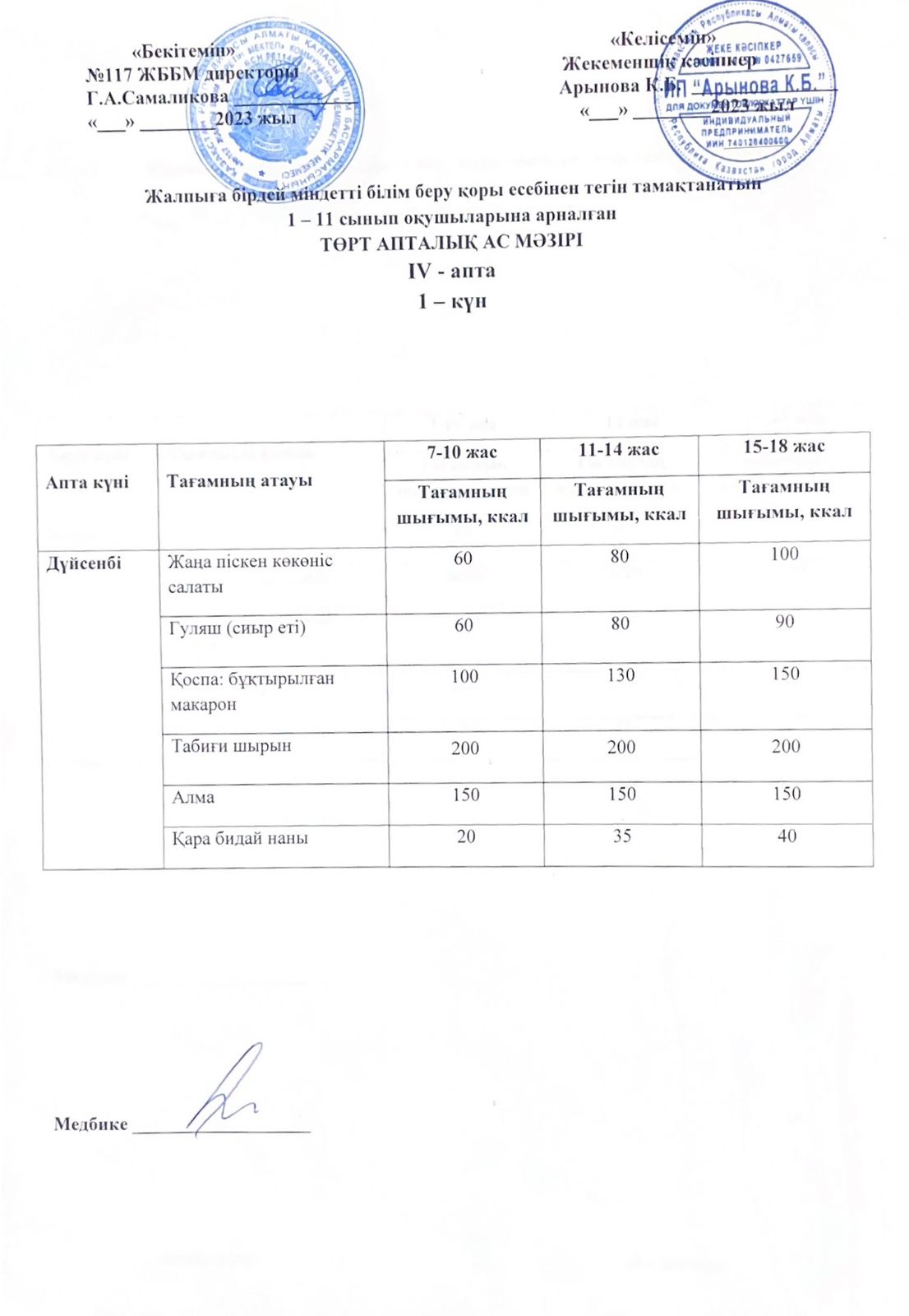 4 апта 1-ші күн