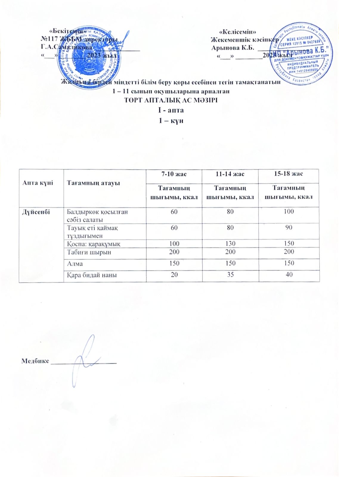 1 апта 1-ші күн
