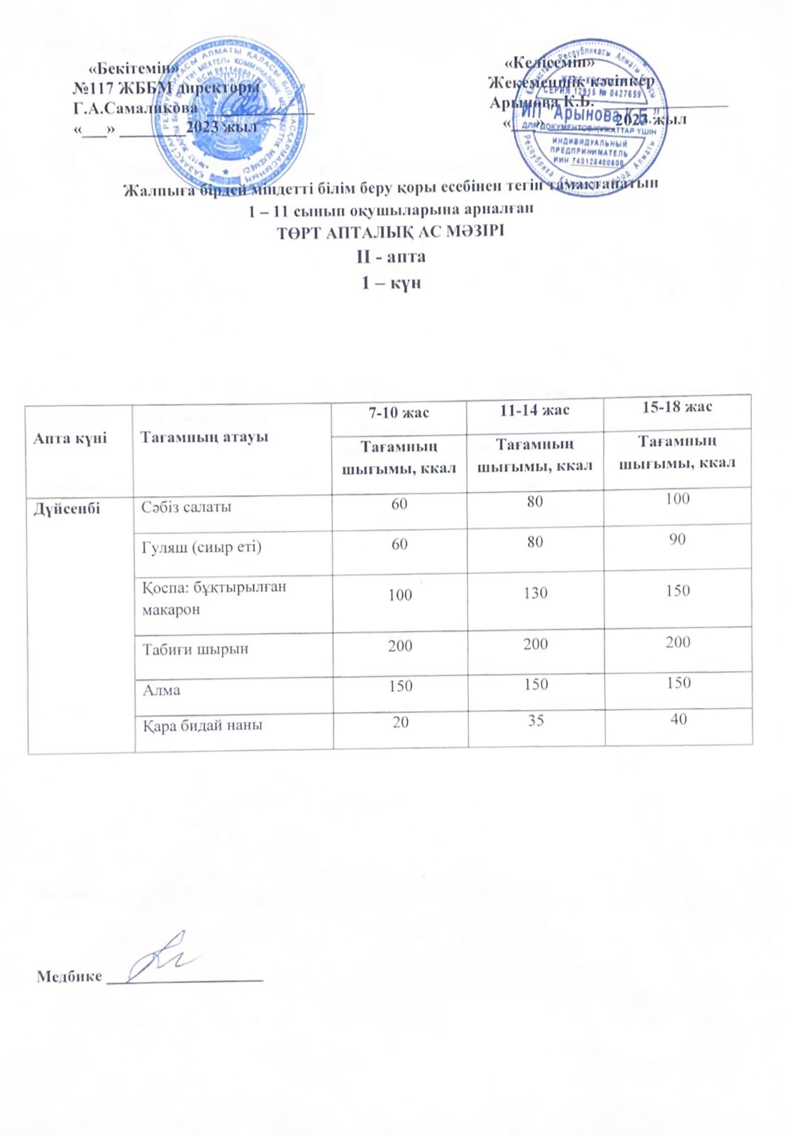 2 апта 1-ші күн