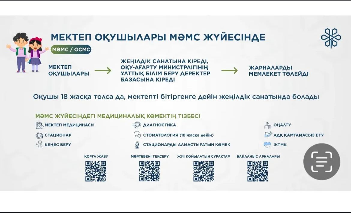 Мектеп оқушылары МӘМС жүйесінде