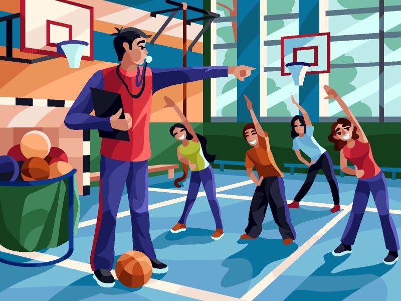 5-сынып оқушылары дене шынықтыру жаттығуларын музыкалық сүйемелдеумен орындады.